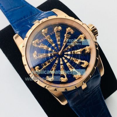 Swiss Replica Roger Dubuis Knights of the Round Table Blue Watch Rose Gold